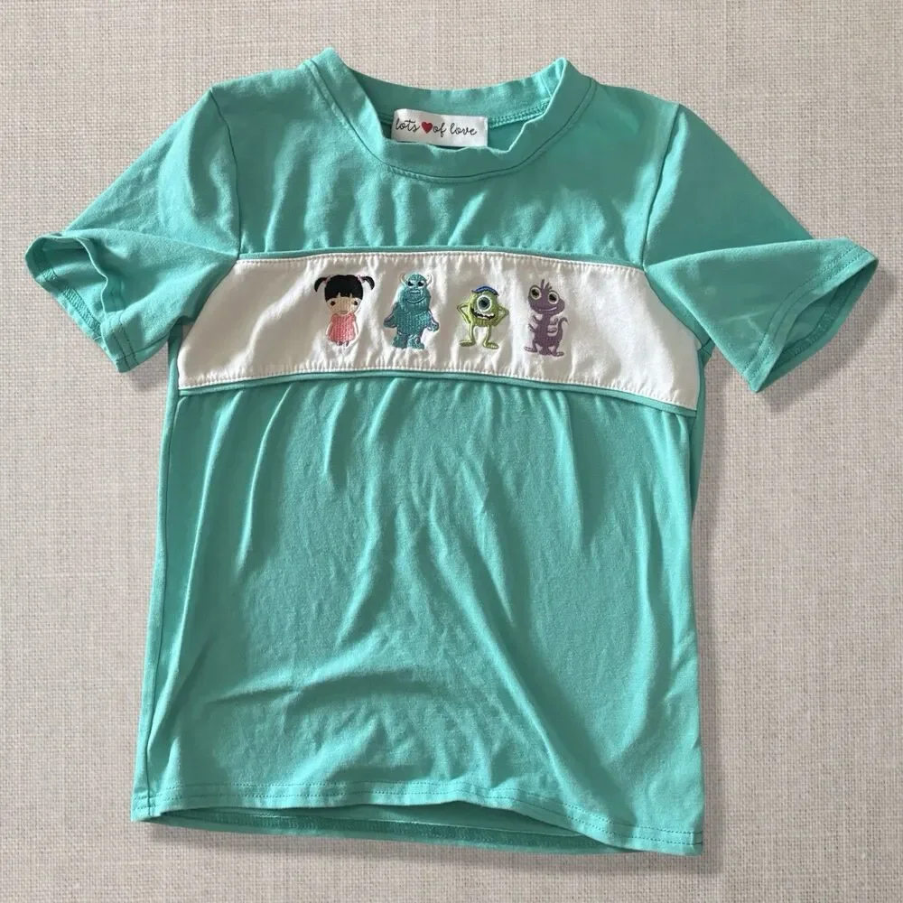 Monsters Inc Boo Sulley Mike Randall Embroidered Smocked Shirt 5T 6T